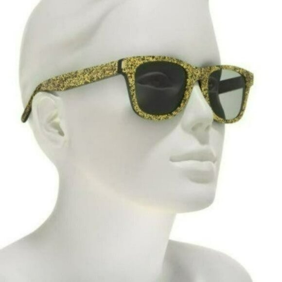 NWT Stunning Saint Laurent Gold Glitter 50mm Square Sunglasses - Picture 4 of 12